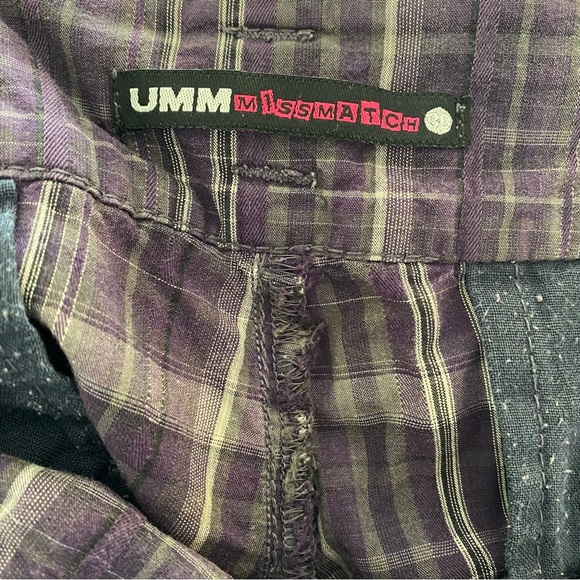 mismatch purple checked cotton shorts with pockets. - Picture 6 of 6